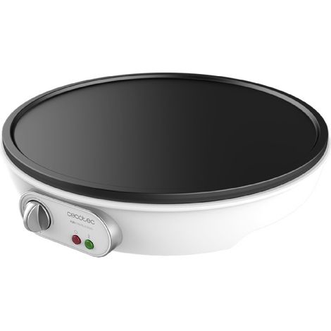 Piastra elettrica per crêpes da 1000 W con rivestimento antiaderente e potenza regolabile.