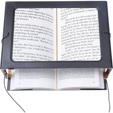 Glass Large Full-Page Rectangular 3X Magnifier LED Lighted I