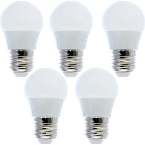 Ampoule Led E27 - 5 W - Blanc Froid - Forme Globe - 390 Lm - 6400 K - Classe A+ - Lot De 5