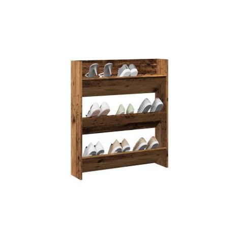 Armoire à chaussures murale vieux bois 80x18x90 (1/5)