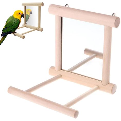 Miroir Oiseaux Cage, Oiseau Jouet pour Cage, Birdcage en Bois Jouer Jouets (1/5)