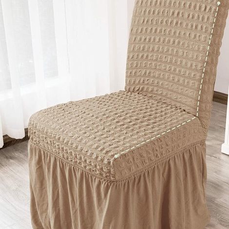 Coprisedia in filato a bolle, per hotel e casa, elasticizzato, universale, antipolvere, resistente all'usura, sicuro, tovaglia per tappezzeria, coprisedia ispessito, cammello, 1 pezzo (1/4)