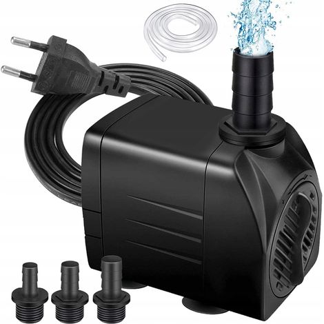 Pompe à eau submersible 1500 L/h, silencieuse, avec régulateur de débit et buses de tuyau conformes aux normes UE (1/5)