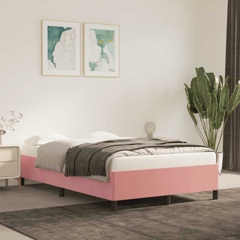 Estructura de cama sin colchón terciopelo rosa 120x190 cm (1/5)