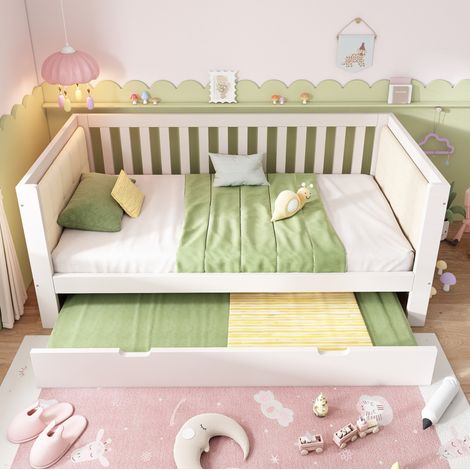 MEUBLIV Bett 90x190 cm Weiß – mit Ausziehbett, ohne Matratze (1/5)
