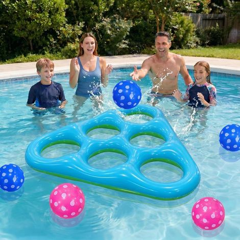 JSSEVN-Jeu de Morpion Gonflable pour Piscine, Grand Jeu Flottant avec 6 Pièces, Jeu d’Eau pour Enfants et Adultes, Fête Piscine Été Extérieur (1/5)