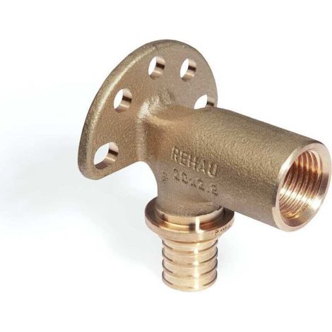 Rehau Wandwinkel Rautitan RXplus, 16mm x Rp 1/2", - 59 für Vorwandinstallation, Rotguss