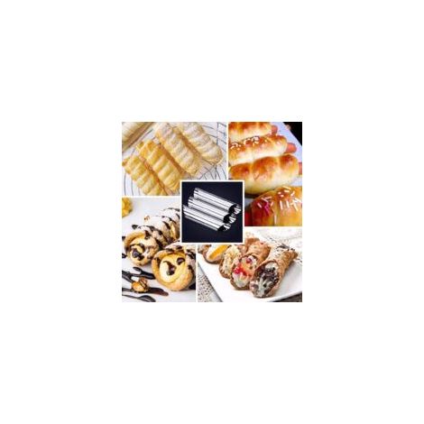 Moule à gâteau, 12 Set acier Inoxydable Schaumrollen-Formes en Spirale de la Corne Moule de cuisson des Brioches en Forme de Croissant Vis (1/5)