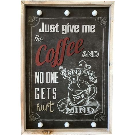 Grande Plaque en bois Coffee lumineuse (1/2)