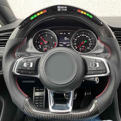 Feux de changement de vitesse LED en Fiber de carbone, écran LCD, volant adapté pour MK7 Mk7.5 R