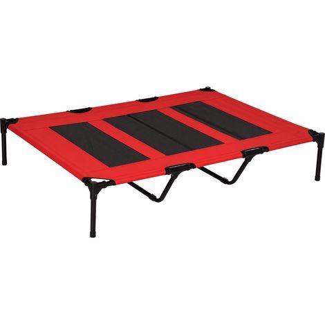 Lit sur pieds XXL pour chien chat lit de camp animal 122L x 92l x 23H cm rouge (1/5)