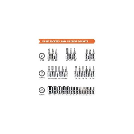 46-teiliger Steckschlüsselsatz aus Chrom-Vanadium-Stahl, 1/4"-Größe, inklusive Adapterkoffer für Kfz-Reparaturen - Crezuo (1/3)
