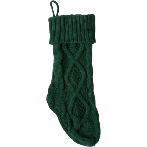 Chaussette De Noël - Tricotée En Acrylique - Pour Décoration De Cheminée Ou Arbre De Noël - Hauteur 35 Cm - Rouge Vert Blanc - 1 Pièce (1/5)