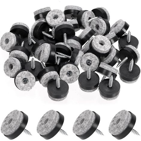 40pcs Noir 24mm Meubles Anti dérapant vis Fixe Meubles Anti dérapant Feutre Mat Protecteur de Sol Coulissant pour Pieds de Jambe en Bois pour chaises,Tables,tabourets de canapé (1/5)