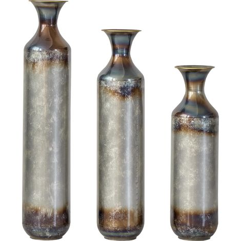 Ensemble de trois vases en métal faits à la main Ce produit de haute qualité allie esthétique et fonctionnalité, s'intèg (1/5)