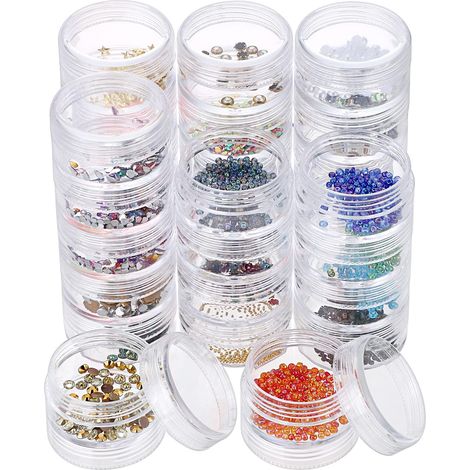 5-teilige runde Aufbewahrungsbox aus Kunststoff – Kleine, stapelbare Aufbewahrungsdose mit mehreren Schichten – Ideal für Schmuck, Perlen und Nagelkunst – Große Größe – Transparent (1/5)