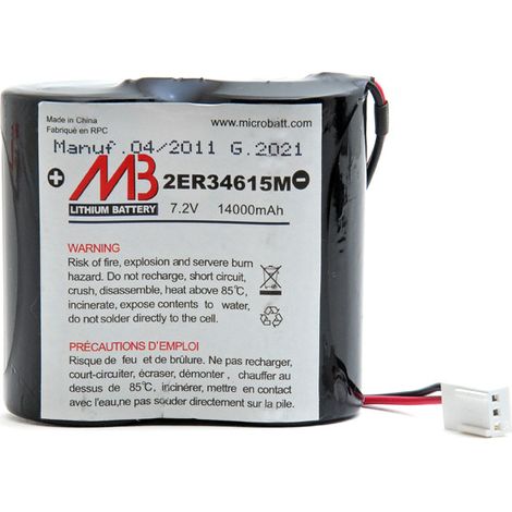Pile Lithium pour alarme 7.2V 14Ah - BATLI02 (1/2)