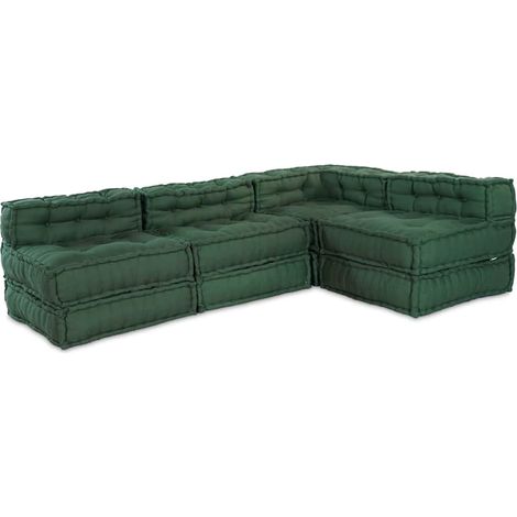 vidaXL Sofá Modular 4 pcs Verde 70 x 70 x 56 cm tela
