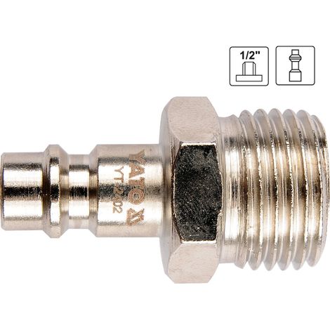 Yato YT-2402 Kupplung und Anschluss für pneumatische Maschine Nickel Stahl Außengewinde (Außen) 1/2" 1 Stück (1/2)