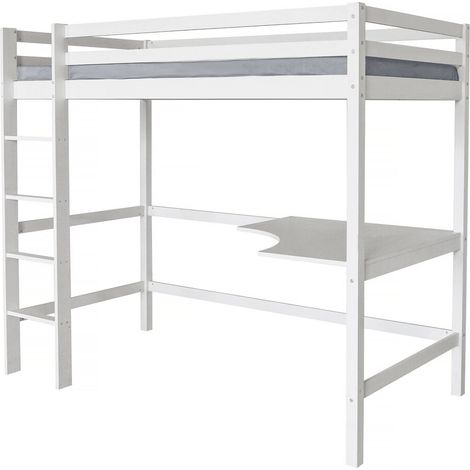 Cama mezzanine  infantil con escritorio "Angéla" 90 x 190 cm - Blanco (1/3)