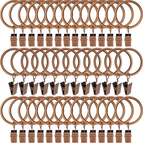 Metallene Gardinenringe mit Clips, 3,8 cm Innendurchmesser, 40er-Packung (Rotbronze) (1/5)