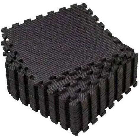 18pcs Tapis de Jeu Puzzle pour bébé,Tapis de Protection Sol en Mousse Sans BPA,Pour Fitness,Yoga,HIIT,Musculation,30x30x1cm,Noir (1/4)