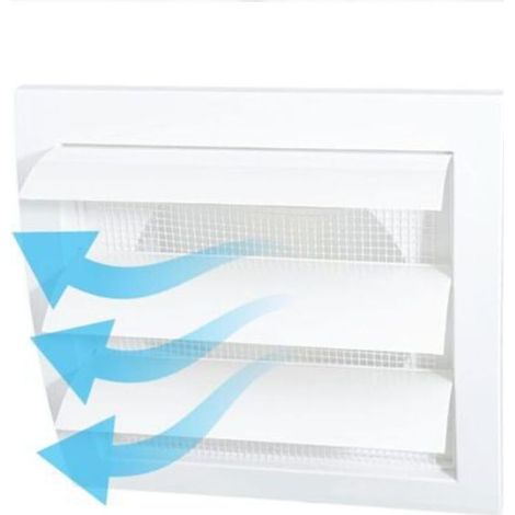 1 grille de ventilation (blanche) avec ouverture de Ø 200 mm, avec volet mobile, persienne et clapet anti-retour. Fabriquée en plastique ABS. (1/5)
