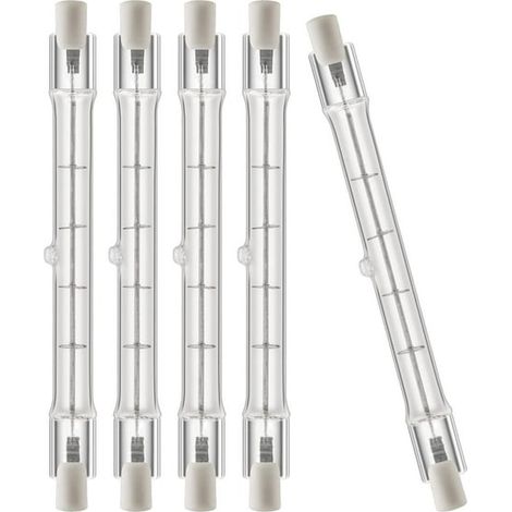 Lot de 5 ampoules halogènes R7S T3 118mm 500W 120V, lampe J halogène, éclairage longue durée, remplacement direct pour projecteurs et spots. (1/5)