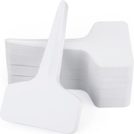 100 pièces étiquettes pour plantes potager, étiquette semis plastique, et stylo, pour jardin exterieur rétiquettes à herbes, blanc (1/4)
