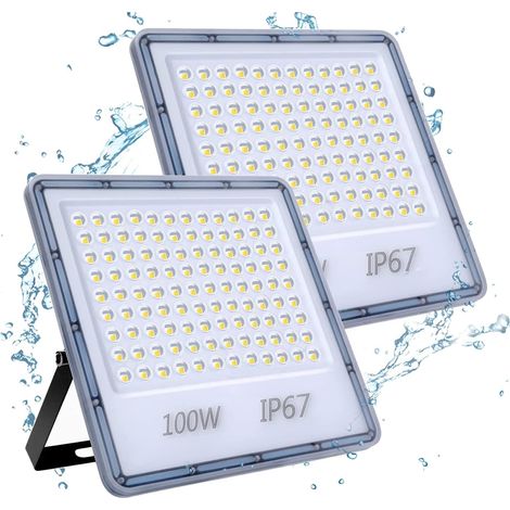 Eclairage exterieur 100W, 10000LM Spot LED Extérieur, 6500K Blanc Froid Éclairage de Sécurité D'extérieur, IP67 (1/5)