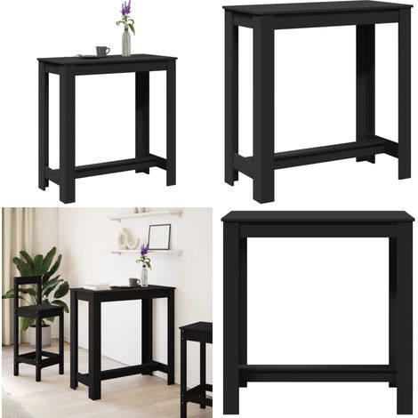 vidaXL Table de bar noir 102x50x103,5 cm bois d'ingénierie (1/5)