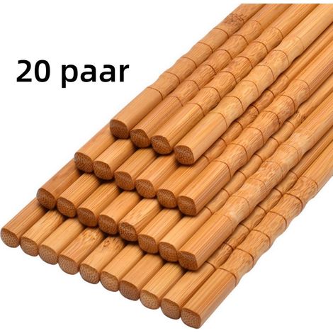 20 paires - Baguettes en bambou - Non laquées et inachevées - Baguettes en bambou Gourd - Baguettes pour maison/hôtel/hotpot - 24 (1/5)