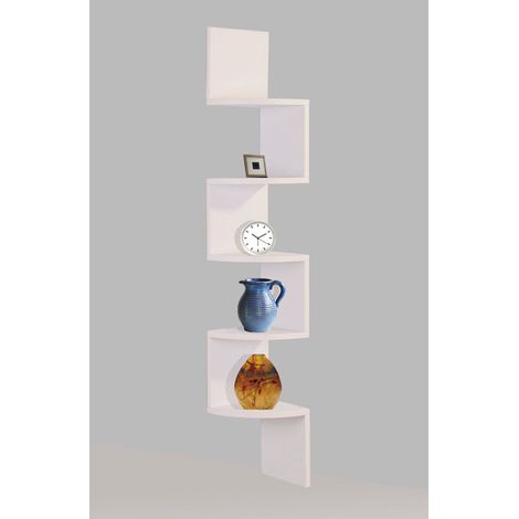 Lucca 5 Tier Wall Mounted Corner Shelf - White