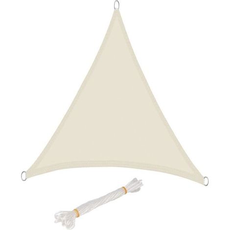 Voile d’ombrage triangulaire en polyester, protection contre le soleil avec protection UV pour jardin ou camping,5x7x7m, (1/4)