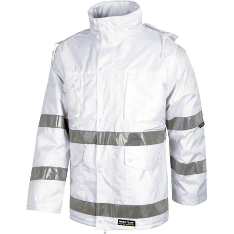 Parka acolchada en tejido Oxford con cintas reflectantes WORKTEAM Combi S1008 S Blanco (1/3)