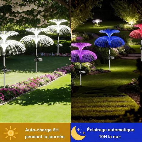 Hqynss Lot de 3 Lampes Solaires Extérieures pour Jardin, Lampes Solaires de Jardin Décoratives Étanches en Forme de Méduse à 7 Couleurs Changeantes, pour Noël, Cour, Allée, Pelouse, Fête, Terrasse (1/4)