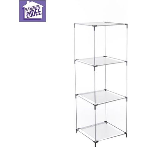 Etagère modulable 3 casiers en métal gris – Dimensions 102x35x35 cm – Charge max 2 kg par niveau – Pour rangement cubes non fournis – Idebox (1/4)