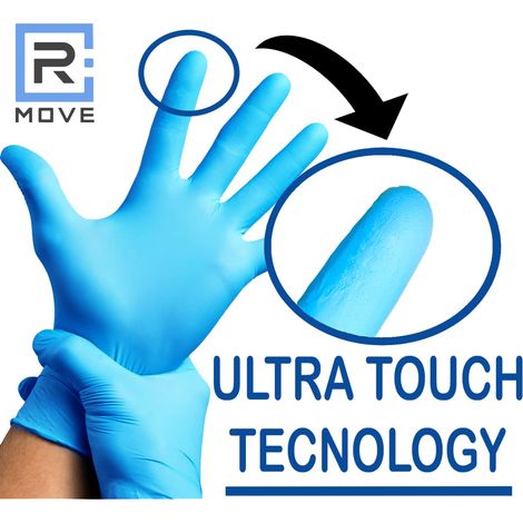 GUANTI IN NITRILE USO MEDICO SENZA POLVERE - 1CONF. DA 100PZ - TAGLIA M - 6GR. DA LAVORO - BLU (1/4)