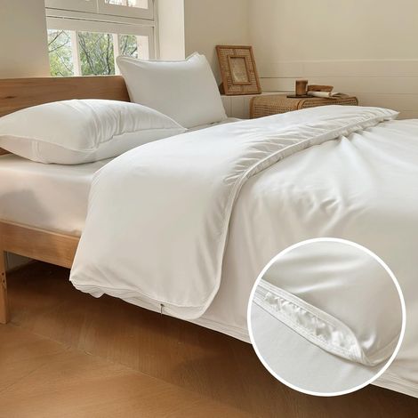 Housse de couette anti-acariens 135x200, linge de lit anti-allergie avec fermeture éclair, housse intermédiaire anti-allergène pour la couette, linge de lit pour personnes allergiques 135x200cm (1/5)