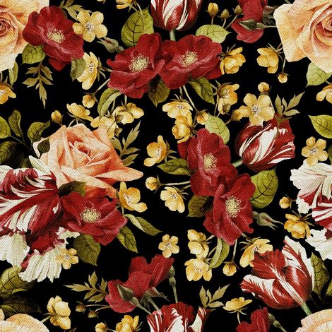 Tela decorativa Oxford para exteriores - motivo de rosas y tulipanes I DX408 (1/5)