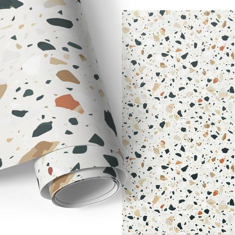 Möbel - Klebefolie - Möbelfolie - abwaschbare und selbstklebende Deko-Folie für Küche - Schrank -Tisch & Fensterbank - Feinsteinzeug-Stein 50x100 cm