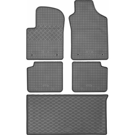 Ensemble de tapis de sol en caoutchouc pour Fiat 500 Hatchback (à partir de septembre 2007 et février 2020) + tapis de coffre. (1/5)