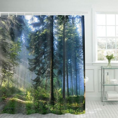 Duschvorhang (180 x 200 cm), antibakterielles Material, mit 12 Haken, Badewannenvorhang, feuchtigkeitsbeständiger Duschvorhang