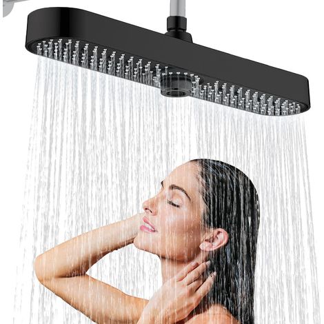 Großer Duschkopf 19 Zoll, 3 Strahlarten, Schwarz (1/5)