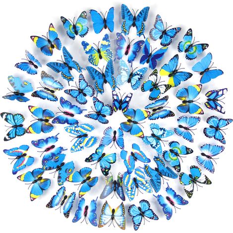 Autocollant Mur Papillon 3D - Décor Murale DIY Détachable - Pour Chambre Mariage Fête Fleurs - 200 Pièces (1/5)