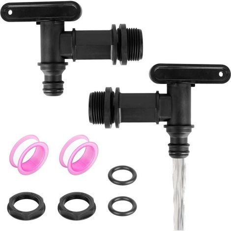 Set di 2 rubinetti di scarico in plastica da 3/4 di pollice per serbatoi di raccolta acqua piovana e serbatoi di birra, con guarnizione di tenuta inclusa. (1/4)