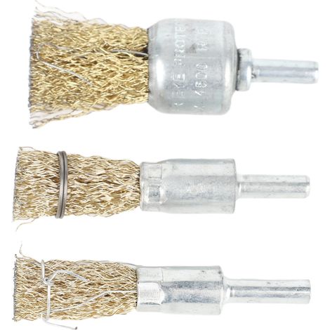 Set aus 3 Drahtbürsten für Bohrmaschinen, grober Wellendrahtscheibe, Schleif- und Reinigungszubehör, rotierender Schleifscheibe. (1/5)