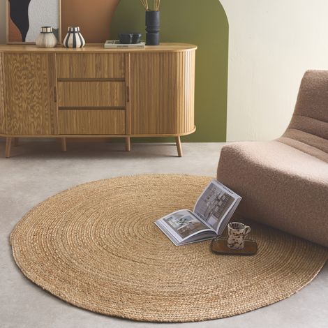 Tapis intérieur PADMA rond jute. naturel. différentes tailles. tissé plat Ø120 cm (1/5)