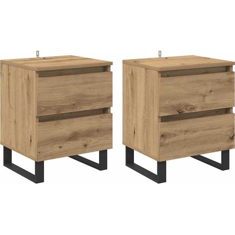 Armario de Noche 2 pcs Roble artesanal 40 x 35 x 50 cm vidaXL (1/5)
