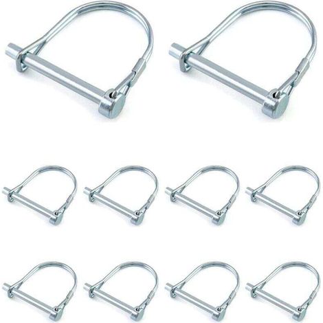 10 Goupilles de Sécurité Forme D en Acier Galvanisé 6x50mm pour Remorques Jardin et Pelouse (1/4)